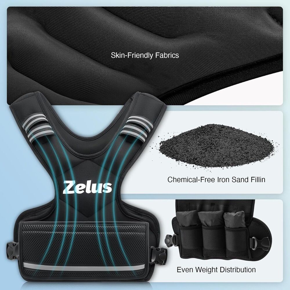 ZELUS Weighted Vest for Men Women,Adjustable 4-10lb Vest, Removable Weights